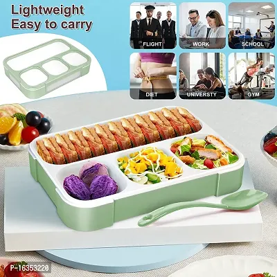 Lunch Box for Adults and Kids, Leak Proof 4 Compartment Lunch Box, BPA-Free, Microwave Freezer Safe Food Containers with Spoon.(Multicolor)-thumb4