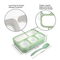 Lunch Box for Adults and Kids, Leak Proof 4 Compartment Lunch Box, BPA-Free, Microwave Freezer Safe Food Containers with Spoon-thumb2