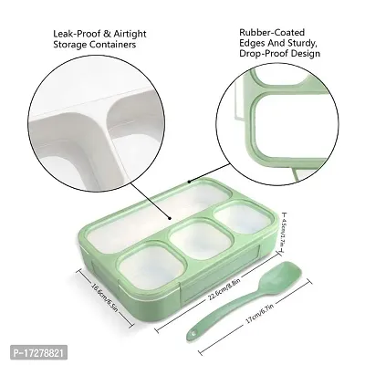 Lunch Box for Adults and Kids, Leak Proof 4 Compartment Lunch Box, BPA-Free, Microwave Freezer Safe Food Containers with Spoon-thumb3