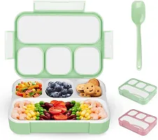 Lunch Box for Adults and Kids, Leak Proof 4 Compartment Lunch Box, BPA-Free, Microwave Freezer Safe Food Containers with Spoon-thumb1