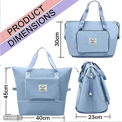 Nylon 40 Cm Imported Travel Duffle Bag, Expandable Folding Travel Bag for Women, Lightweight Waterproof Carry Weekender Overnight Luggage Bag for Travel (Blue, 40 x 23 x 45 Cm)-thumb2