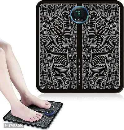 Black EMS Foot Massager Pain Relief,Electric EMS Massage Machine Mat,Rechargeable Portable Folding Automatic with 8 Mode/19 Intensity for Legs,Body,Hand Device for Men and Women