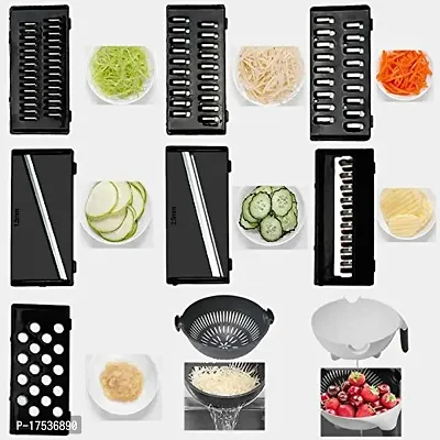 7 In 1 Vegetable Cutter With Drain Basket,Slicer Salad Machine Kitchen Tool Multifunctional Vegetable Mandoline Slicer-thumb3