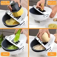 7 In 1 Vegetable Cutter With Drain Basket,Slicer Salad Machine Kitchen Tool Multifunctional Vegetable Mandoline Slicer-thumb2