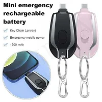 Pink Mini Keychain Power Bank Portable Charger For Android 1500Mah Mini Pocket Power Bank Usb Type C Emergency Pod Ultra Compact External Fast Charging Power Bank Battery-thumb1