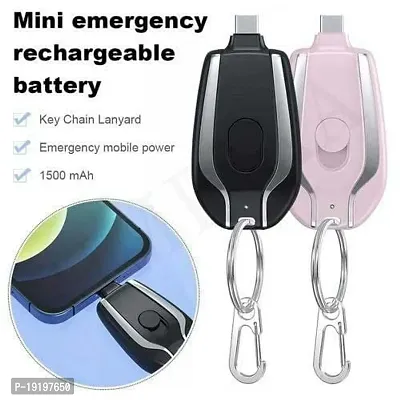 Pink Mini Keychain Power Bank Portable Charger For Android 1500Mah Mini Pocket Power Bank Usb Type C Emergency Pod Ultra Compact External Fast Charging Power Bank Battery-thumb2
