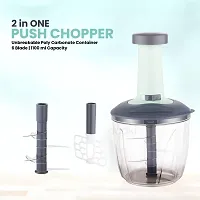 1100 ml 2 in 1 Push up Chopper with Blender affixed with 6 Sharp Blade | Vegetable and Fruit Cutter with Easy Push and chop Button (Pack of 1)-thumb1