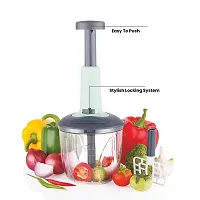 1100 ml 2 in 1 Push up Chopper with Blender affixed with 6 Sharp Blade | Vegetable and Fruit Cutter with Easy Push and chop Button (Pack of 1)-thumb3