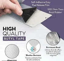 Silver Super Strong Adhesive Waterproof Permanent Repair Aluminum Butyl Tape Rubber Foil Suitable for Roof Leak, surface Crack, Window Sill Gap, Boat Sealing, Home Renovation.-thumb1