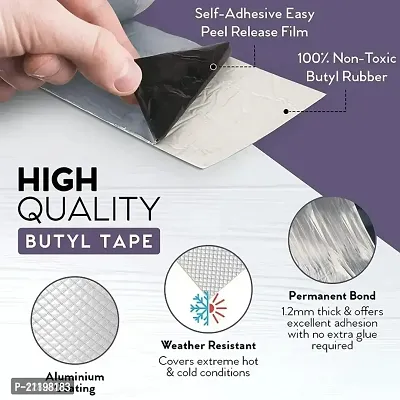 Silver Super Strong Adhesive Waterproof Permanent Repair Aluminum Butyl Tape Rubber Foil Suitable for Roof Leak, surface Crack, Window Sill Gap, Boat Sealing, Home Renovation.-thumb4