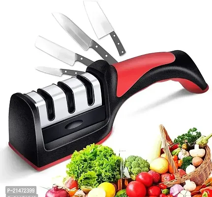 Manual knife sharpener 3 stage sharpening tool for ceramic knife and steel knives Black.-thumb0