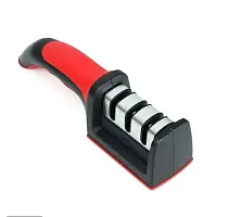 Manual knife sharpener 3 stage sharpening tool for ceramic knife and steel knives Black.-thumb1