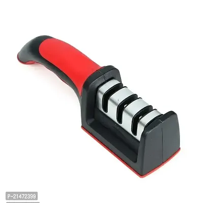Manual knife sharpener 3 stage sharpening tool for ceramic knife and steel knives Black.-thumb2