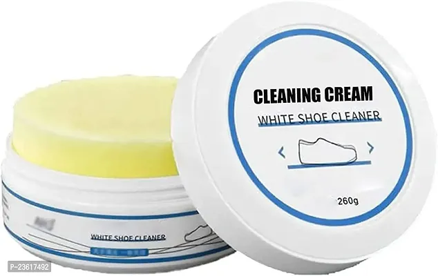 White Shoe Cleaning Cream, Practical Shoe Cleaning Kit - Shoe Cream with Sponge, Shoes Whitening Cleansing, Stain Remover Cleansing Cream for Shoe, No-Wash, for Leather Shoes - 260GM