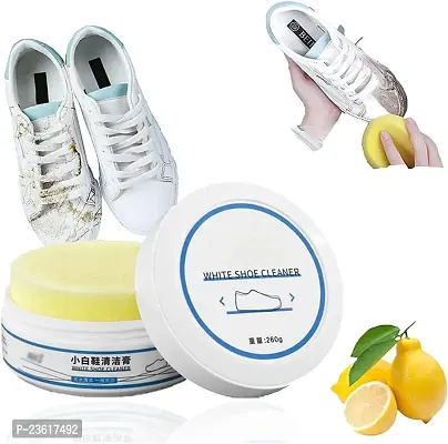 White Shoe Cleaning Cream, Practical Shoe Cleaning Kit - Shoe Cream with Sponge, Shoes Whitening Cleansing, Stain Remover Cleansing Cream for Shoe, No-Wash, for Leather Shoes - 260GM-thumb3
