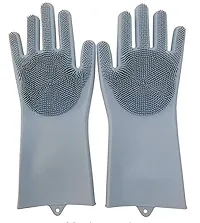 Gloves Magic Silicone Dish Washing Gloves, Silicon Cleaning Gloves, Silicon Hand Gloves for Kitchen Dishwashing and Pet Grooming, Great for Washing Dish, Car, Bathroom (Multicolor, 1 Pair)-thumb3