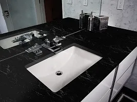 Black Marble Wallpaper Peel and Stick Waterproof Wallpaper for Home Kitchen Countertop Cabinet Furniture Oil Proof Kitchen Stickers (1, Black 60X200)-thumb1