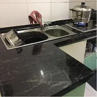 Black Marble Wallpaper Peel and Stick Waterproof Wallpaper for Home Kitchen Countertop Cabinet Furniture Oil Proof Kitchen Stickers (1, Black 60X200)-thumb2