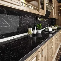 Black Marble Wallpaper Peel and Stick Waterproof Wallpaper for Home Kitchen Countertop Cabinet Furniture Oil Proof Kitchen Stickers (1, Black 60X200)-thumb3
