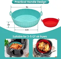 Air Fryer Reusable Silicone Pot, 6.8 inch Non-Stick Silicone Air Fryer Liners with Ear Handles, Air Fryer Accessories, Round Air Fryer Oven Pot Food grade Silicone Heat Resistant (Multicolor, Pack 3)-thumb1