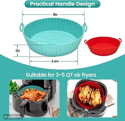 Air Fryer Reusable Silicone Pot, 6.8 inch Non-Stick Silicone Air Fryer Liners with Ear Handles, Air Fryer Accessories, Round Air Fryer Oven Pot Food grade Silicone Heat Resistant (Multicolor, Pack 3)-thumb2