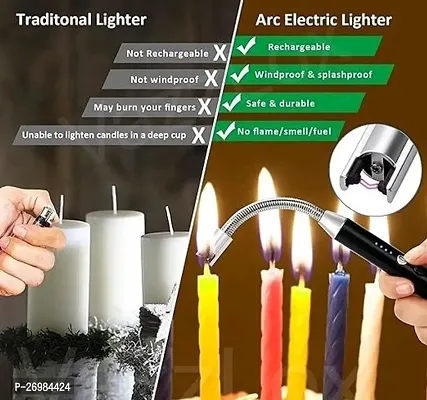 Rechargeable Electric Gas Lighter Kitchen Lighter Chargeable USB Arc Long Lighter for Candle Flexible Lighter Neck for Gas,diyas,agarbatti,Candle (assorted color)-thumb3