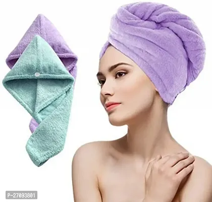 Hair wrap Towel Absorbent Towel Bathrobe Magic Hair Warp Towel Super Quick-Drying Microfiber 500 GSM Bath Towel Bath Towel (Multicolor) (pack 2)