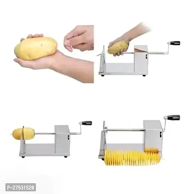 Ferrena Stainless Steel, Iron Potato Spiral twister Cutter Machine Twister Curly French Fry Tornado Slicer, Metallic-thumb2