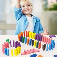 120 PCS Super Domino Blocks, 12 Colors Bulk Wooden Dominoes - Building Block Tile Game Racing Educational Toy for Kids Birthday Party Favor-thumb1