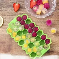 Flexible Silicone Honeycomb 37 Cavity Ice Cube Tray with Lid Trays for Freezer Molds Small Cubes Whiskey Fridge Bar Soft Ice Cube Tray (Multicolor)(pack 1)-thumb2