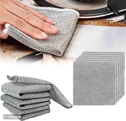 Non Scratch Dish Wash Cloth (3 Pack) Two Layer Mesh Wire Cloth for Kitchen Reusable Non Scratch Wire Dish Cloth Multipurpose Wire Dishwashing Rags for Wet and Dry Cleaning Scrubber Dish Cloth-thumb2