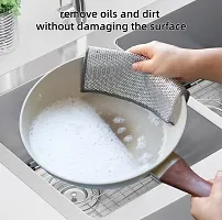 Non Scratch Dish Wash Cloth (3 Pack) Two Layer Mesh Wire Cloth for Kitchen Reusable Non Scratch Wire Dish Cloth Multipurpose Wire Dishwashing Rags for Wet and Dry Cleaning Scrubber Dish Cloth-thumb3