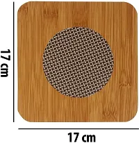 Square Shape Heat Resistant Wooden Coaster Pad Place mat for Hot Bowl Tea Cup, Kitchen Dining Pan Pot Holder,(Pack of 1, Size 15cm)-thumb4