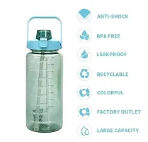 Motivational Plastic Sports Water Bottle with Straw, Time and Capacity Marker (2L Multi colour, Pack of 1)-thumb1