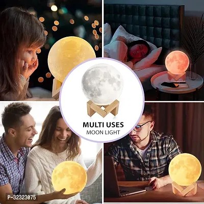 3D Moon Lamp 7 Colour 15 cm Changeable Sensor Touch Moonlight Lamp with Stand  USB-thumb4