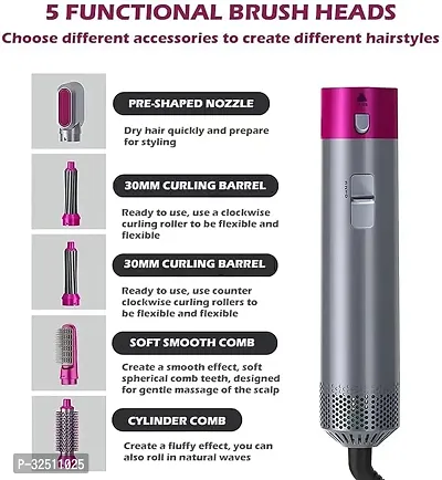 Hot Air Brush for 5 in 1 Hot Air Styler Hair Dryer Comb Fast Heating Crimper Wand Manual Curler-thumb2