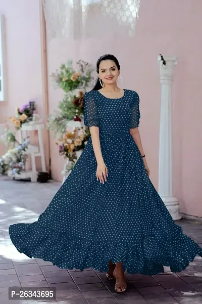 Beautiful Blue Georgette Gown For Women-thumb0