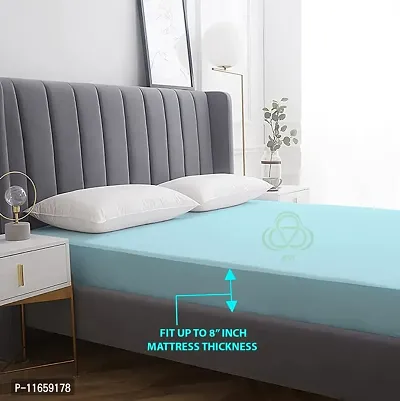 AVI Waterproof Soft Terry Cotton Breathable Lycra Elastic Fitted Style Mattress Protector/ Bed Cover - 36 x 72 Inch / 3 x 6 Feet / 91.5 x 183 CM, Small Size, Sky Blue-thumb3
