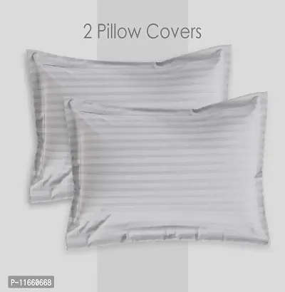 AVI Set of 2 Sateen Striped Cotton Pillow Cover, White (18 Inch X 28 Inch)-thumb4