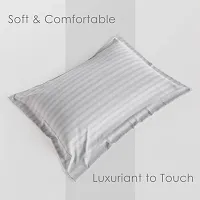 AVI Set of 2 Sateen Striped Cotton Pillow Cover, White (18 Inch X 28 Inch)-thumb1