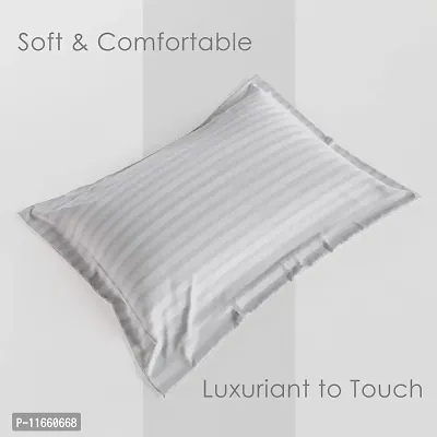 AVI Set of 2 Sateen Striped Cotton Pillow Cover, White (18 Inch X 28 Inch)-thumb2