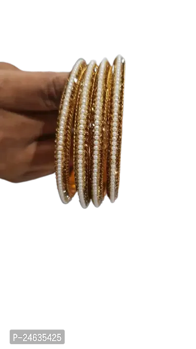 Elegant Golden Glass American Diamond Bangles For Women