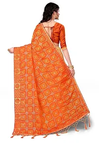 Aruna Sarees Women's Moss Chiffon Saree With Un-Stitched Blouse Piece (Beige  Orange)-thumb2