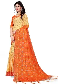Aruna Sarees Women's Moss Chiffon Saree With Un-Stitched Blouse Piece (Beige  Orange)-thumb1
