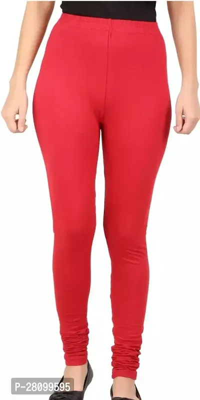 Stylish Red Cotton Solid Leggings For Women