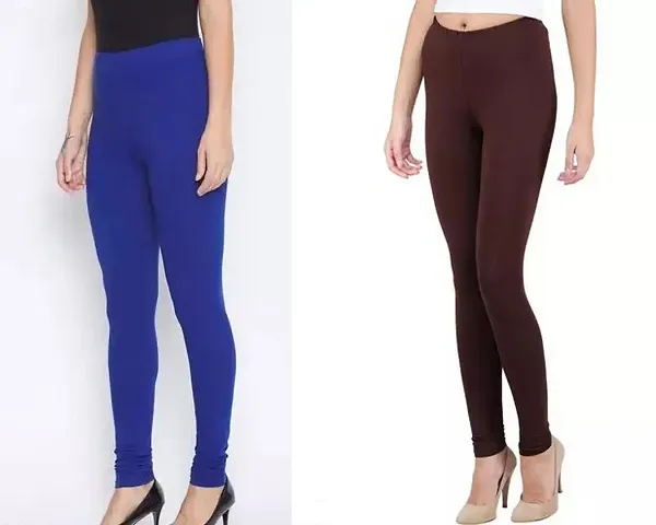 Stylish Cotton Solid Leggings For Women Pack Of 2