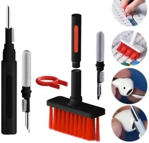 NBS Cleaning Soft Brush Keyboard Cleaner 5-in-1 Multi-Function Computer Cleaning Tools Kit Corner Gap Duster Key-Cap Puller for Bluetooth Earphones Laptop