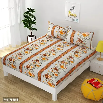 Rulit 175 TC 3D Polycotton Double Bedsheet with 2 Pillow Covers Queen Size Caty Attractive Bedsheets-thumb4