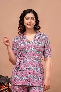 Fancy Pink Cotton Printed Co-Ords Sets For Women-thumb2