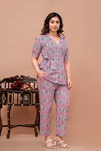 Fancy Pink Cotton Printed Co-Ords Sets For Women-thumb1